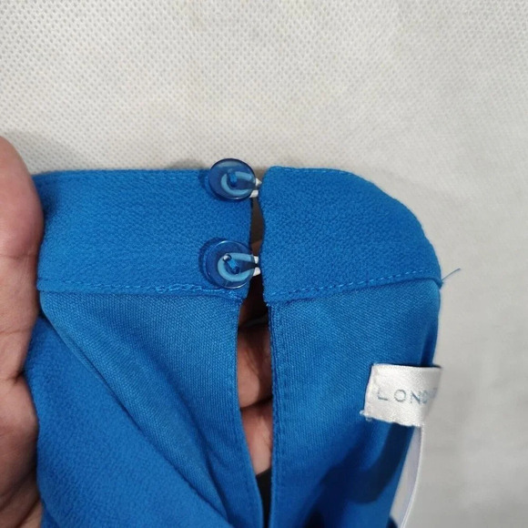 London Times Blue Cold Shoulder Swing Shift Dress Women Size 12 Knee Length - Picture 8 of 8